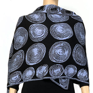 Spirals Black Light Blue Shawl Scarf Wrap