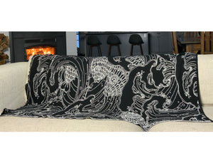 Ocean Baby Black Cream Organic Cotton Blanket Throw