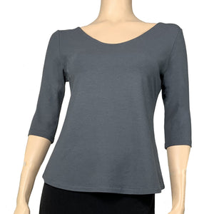 Solid Ava Top Half Sleeve Grey
