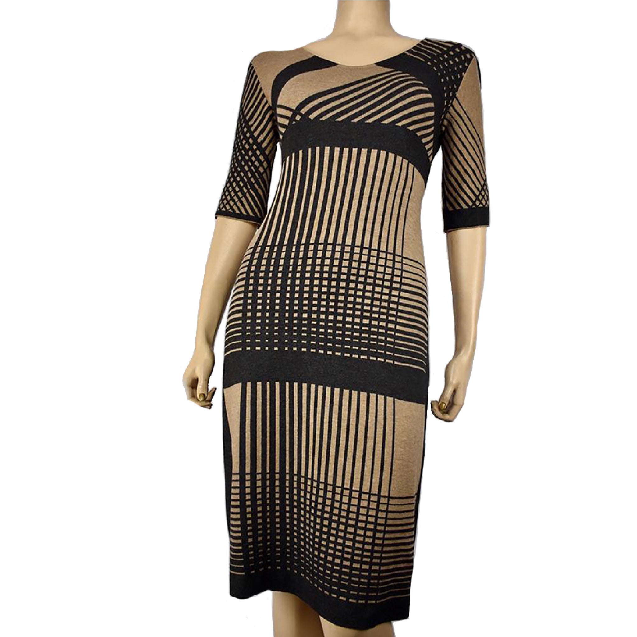 Corsica Dress Charcoal and Beige