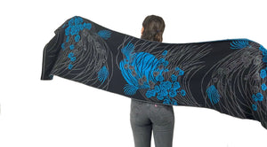 Moonscape Shawl Scarf Wrap Black, Dark Grey, Turquoise