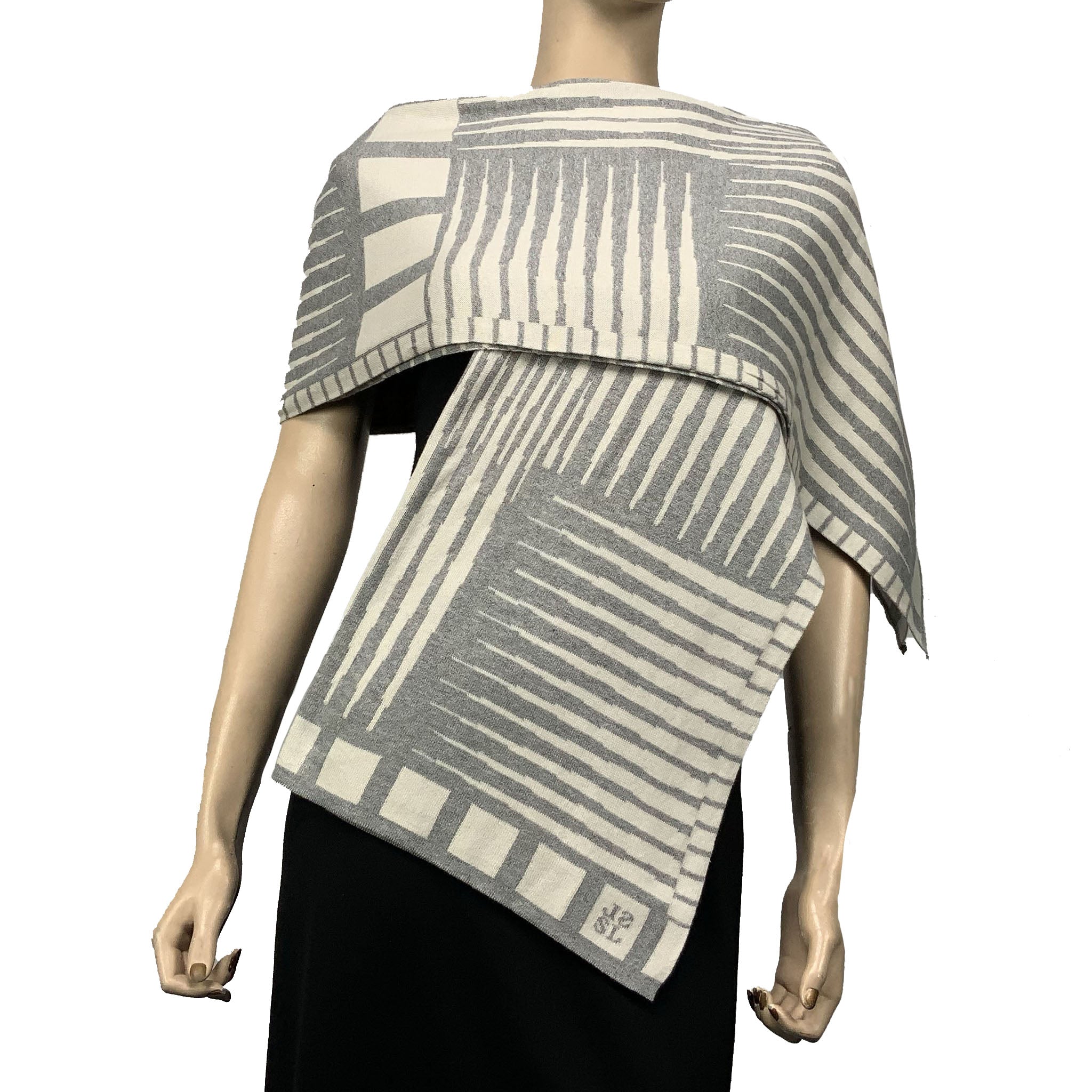 Tides: cream/light grey Shawl Scarf Wrap
