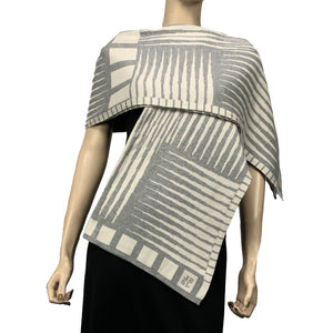 Tides: cream/light grey Shawl Scarf Wrap