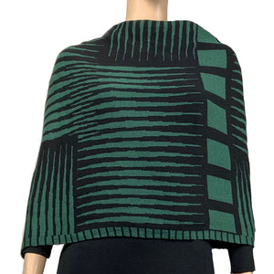 Tides: Reversible Black Hunter Shawl Scarf Wrap