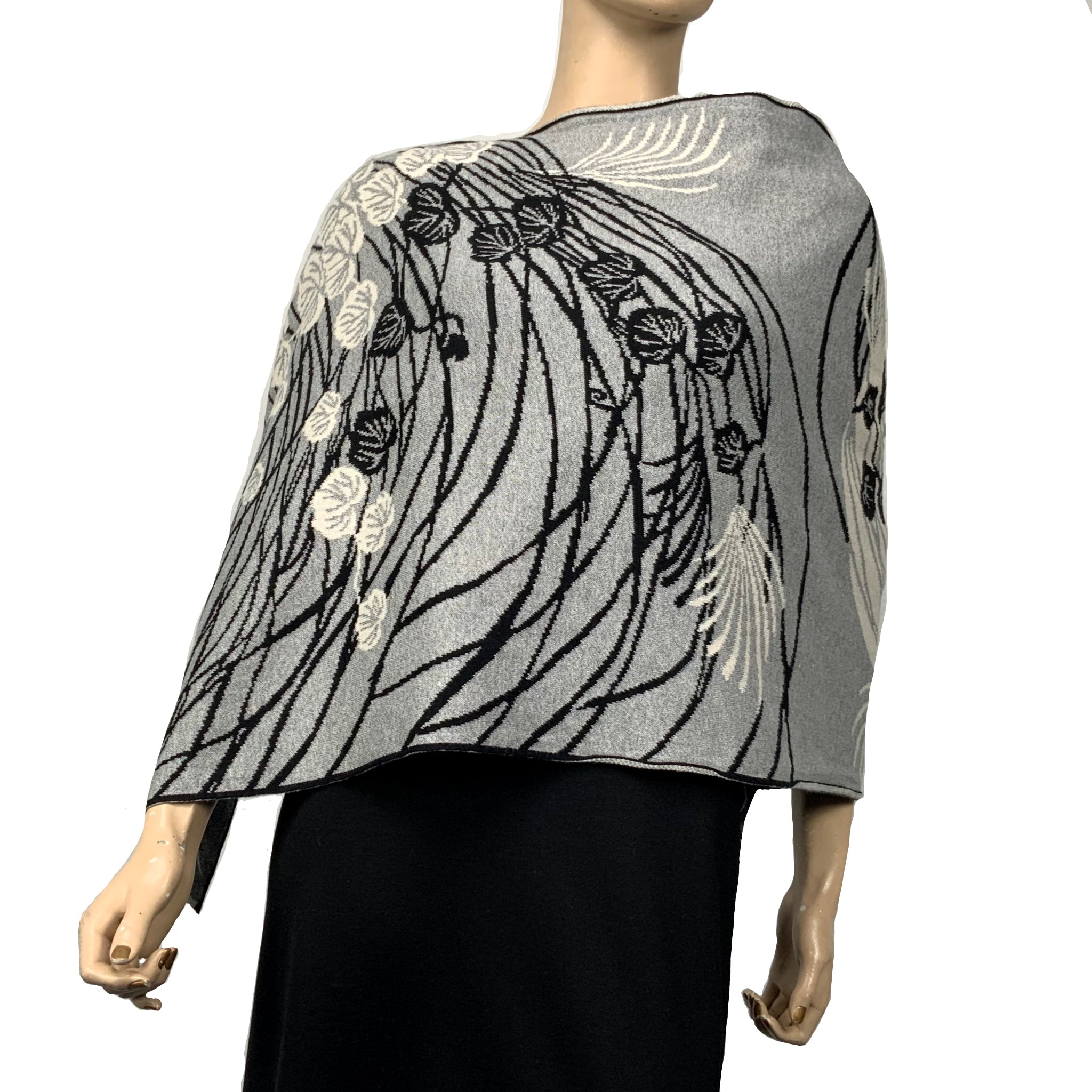 Moonscape Shawl Scarf Wrap Light Grey, Cream, Black