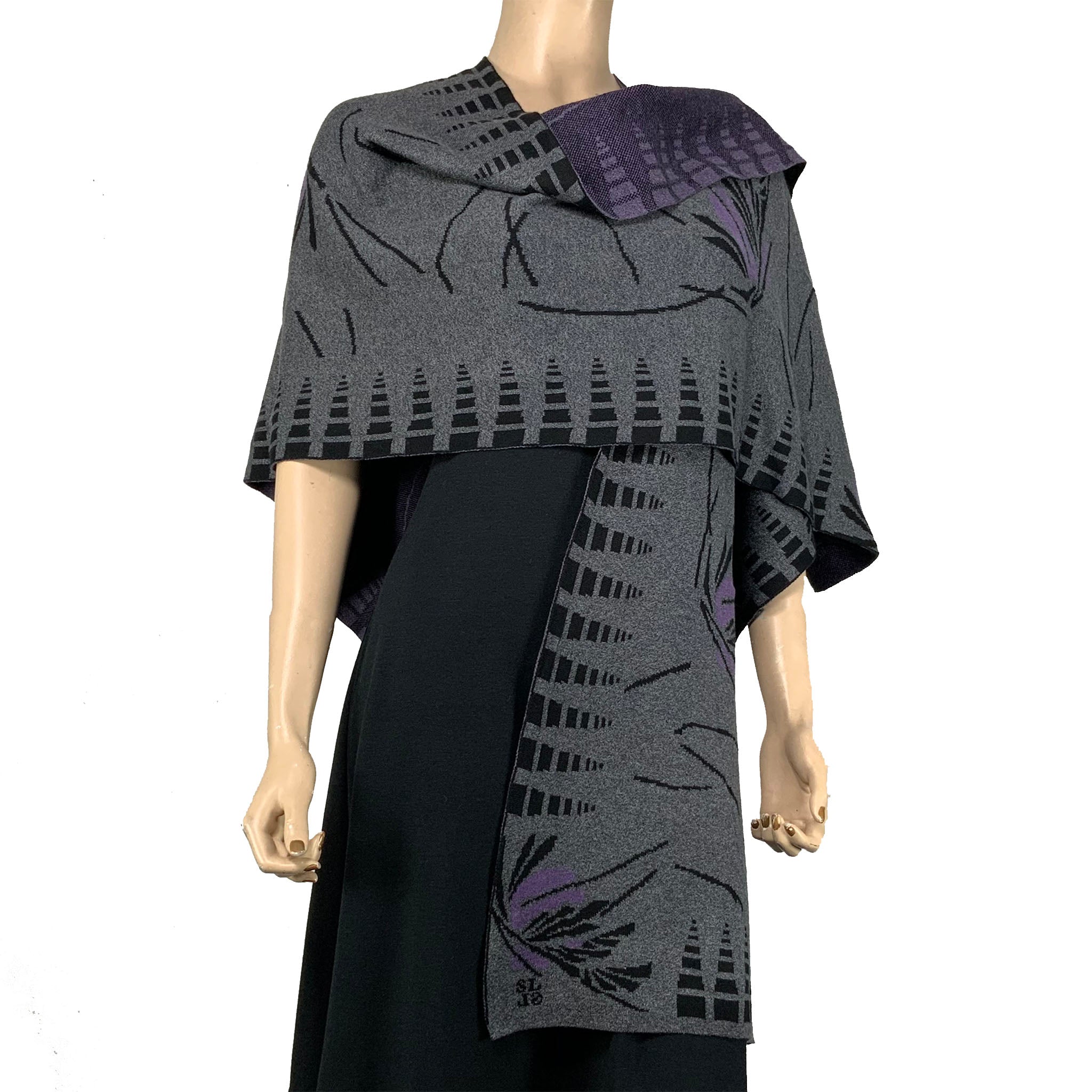 Blossom Cape  Charcoal, Black, Purple