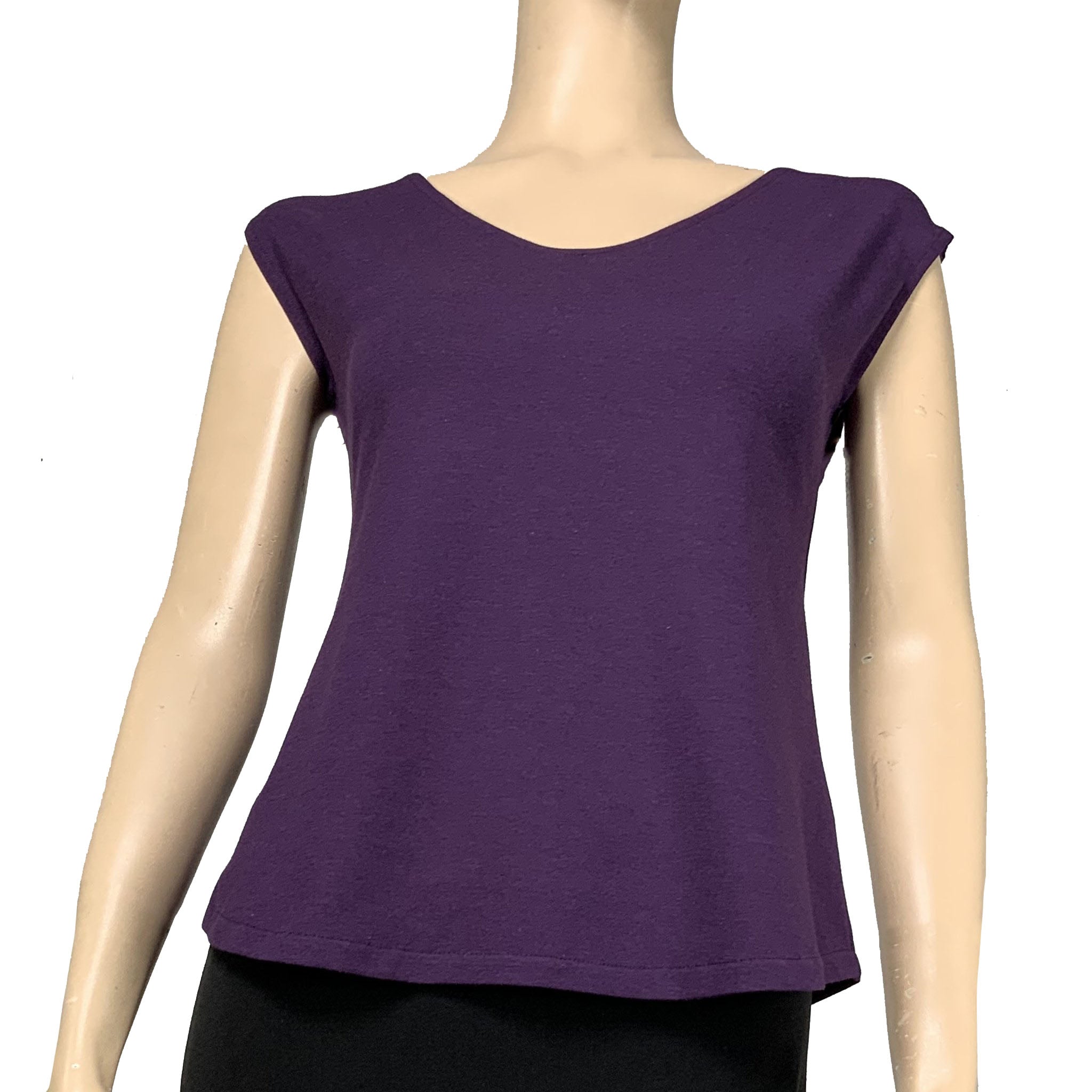 Solid Ava Top Cap Sleeve Purple