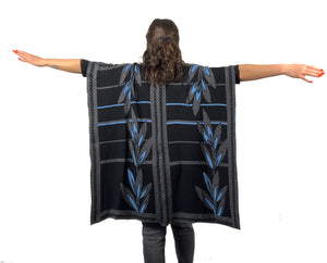 English Flower Cape Black, Grey and Blue