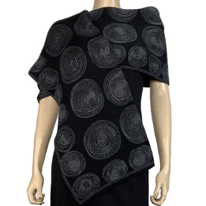 Spirals Charcoal Black Shawl Scarve Wrap