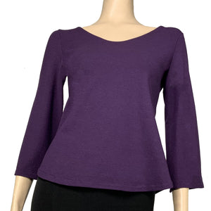 Solid Ava Top Flared Sleeve Purple