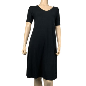 Solid Black Alice Cotton Bamboo Relaxed-Fit Dress
