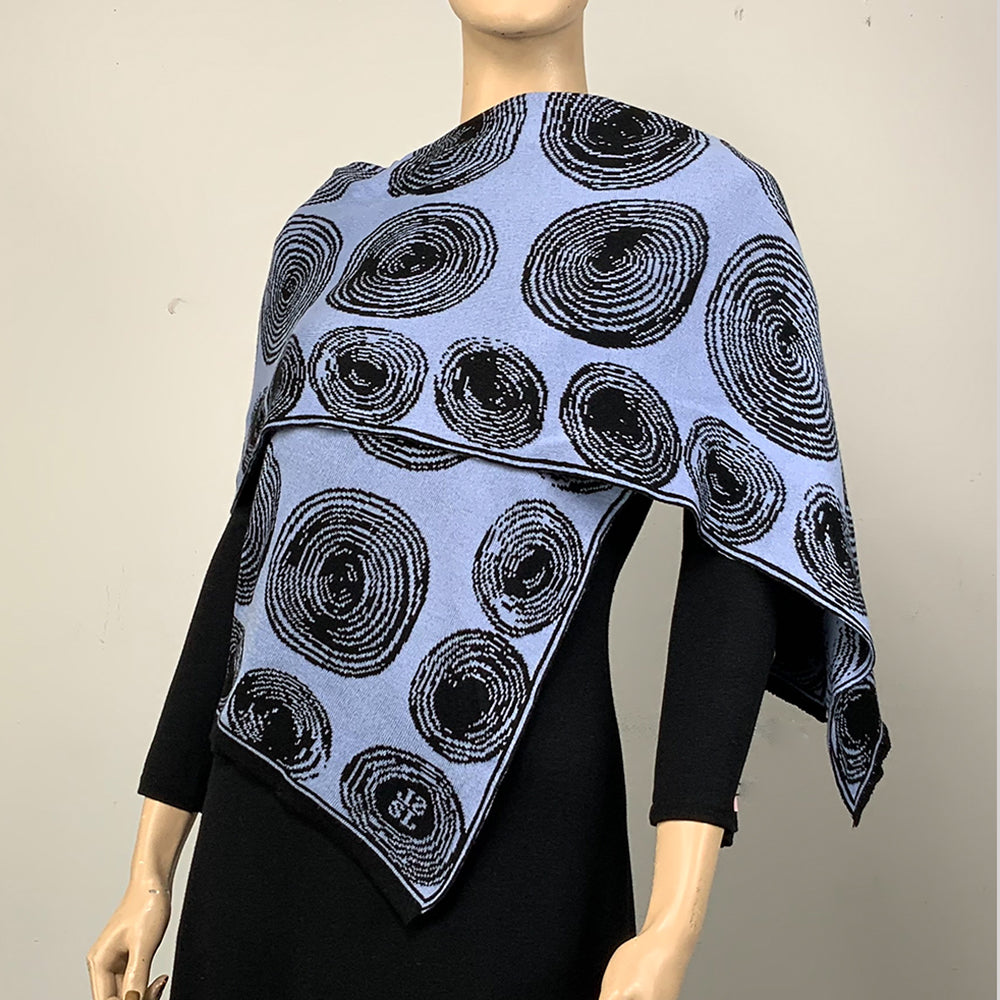 Spirals Black Light Blue Shawl Scarf Wrap