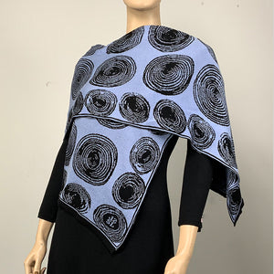 Spirals Black Light Blue Shawl Scarf Wrap