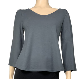 Solid Ava Top Flared Sleeve Grey