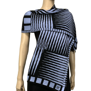 Tides: Reversible black/light blue Shawl Scarf Wrap