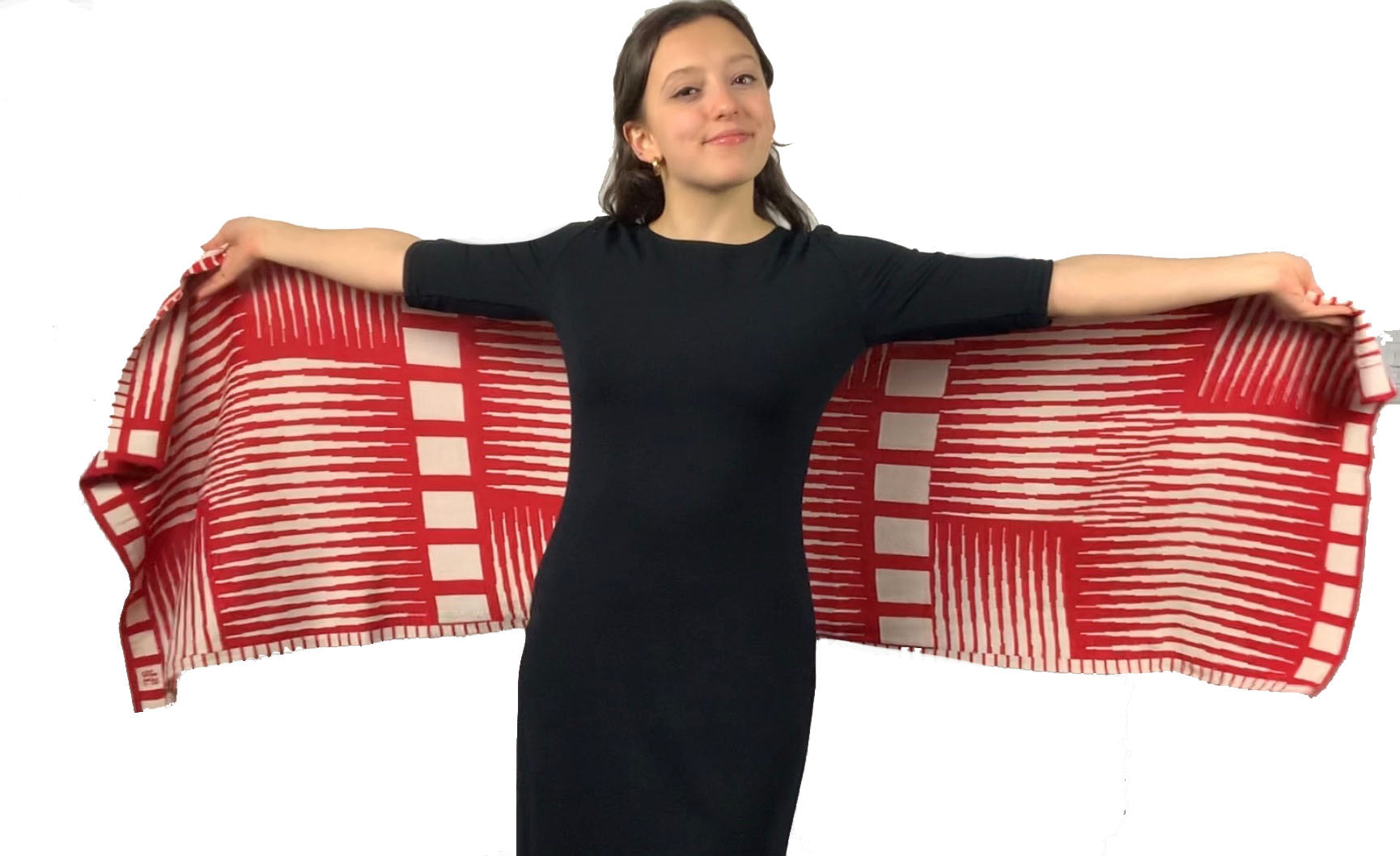 Tides: red/cream Shawl Scarf Wrap