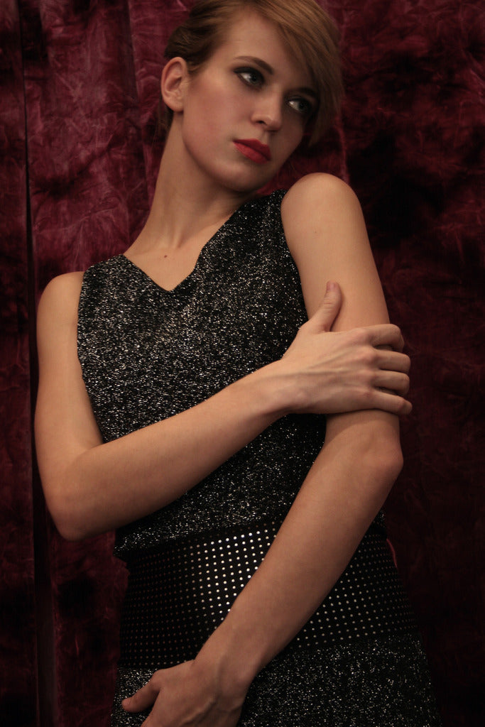 Masie in Silver Reconstructed Vintage Waist Dress